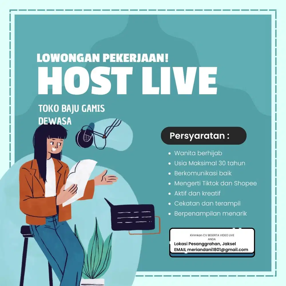 Lowongan kerja host live streaming