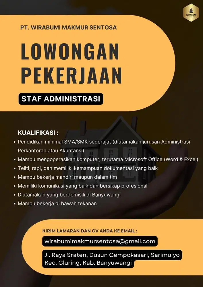 Lowongan pekerjaan staf administrasi