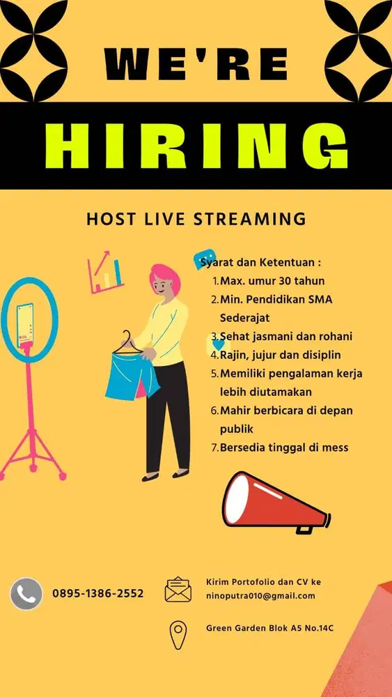Di Butuhkan Host LIve Streaming