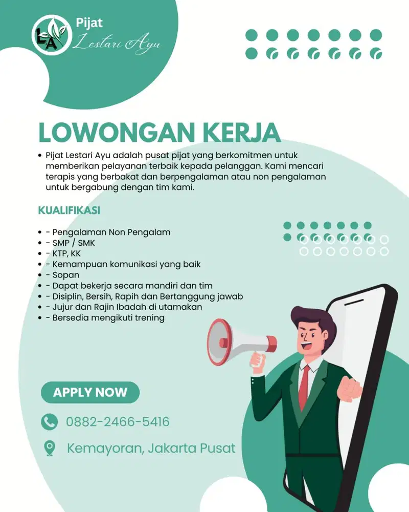 Di Butuhkan Terapis Pijat