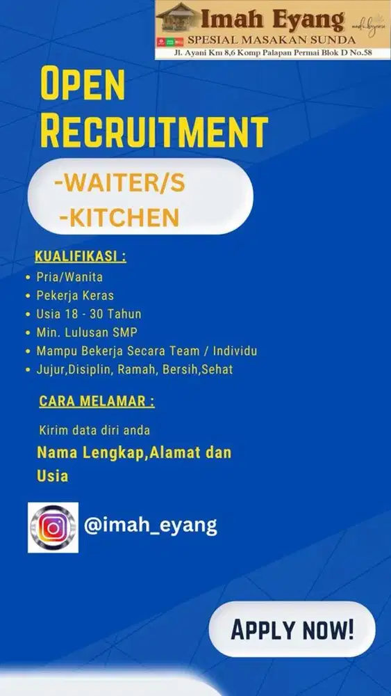 dicari waiter/s