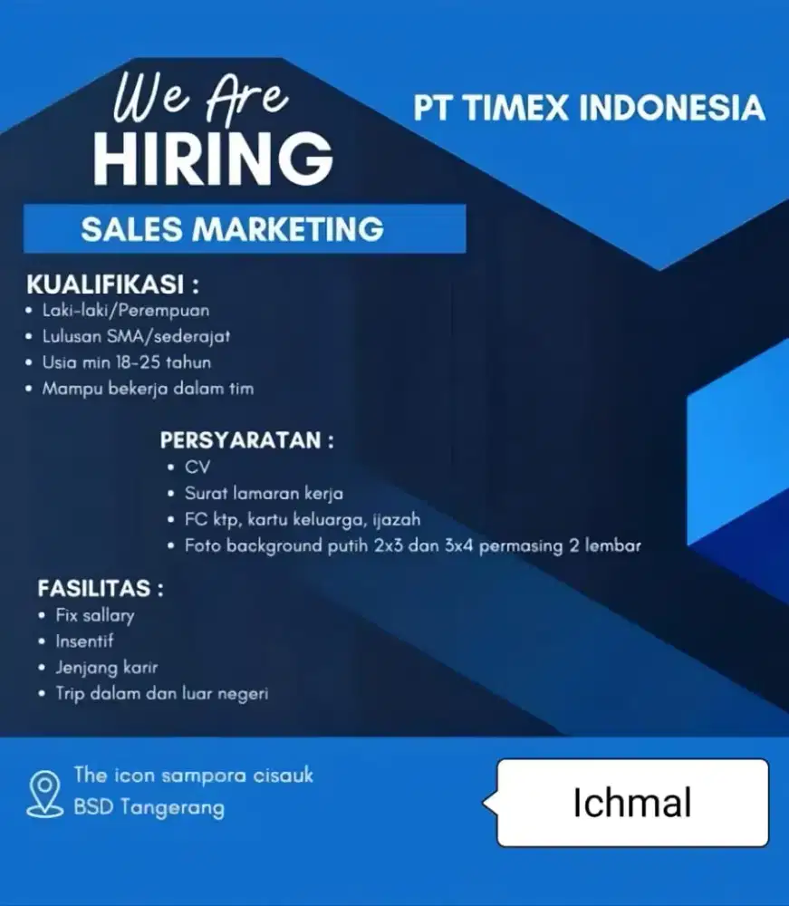 LOWONGAN KERJA MARKETING SALES