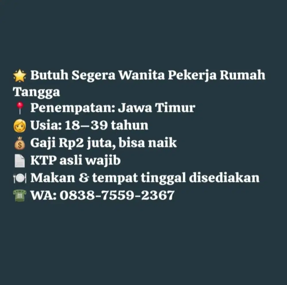 LOWONGAN KERJA ART & BABY SITTER