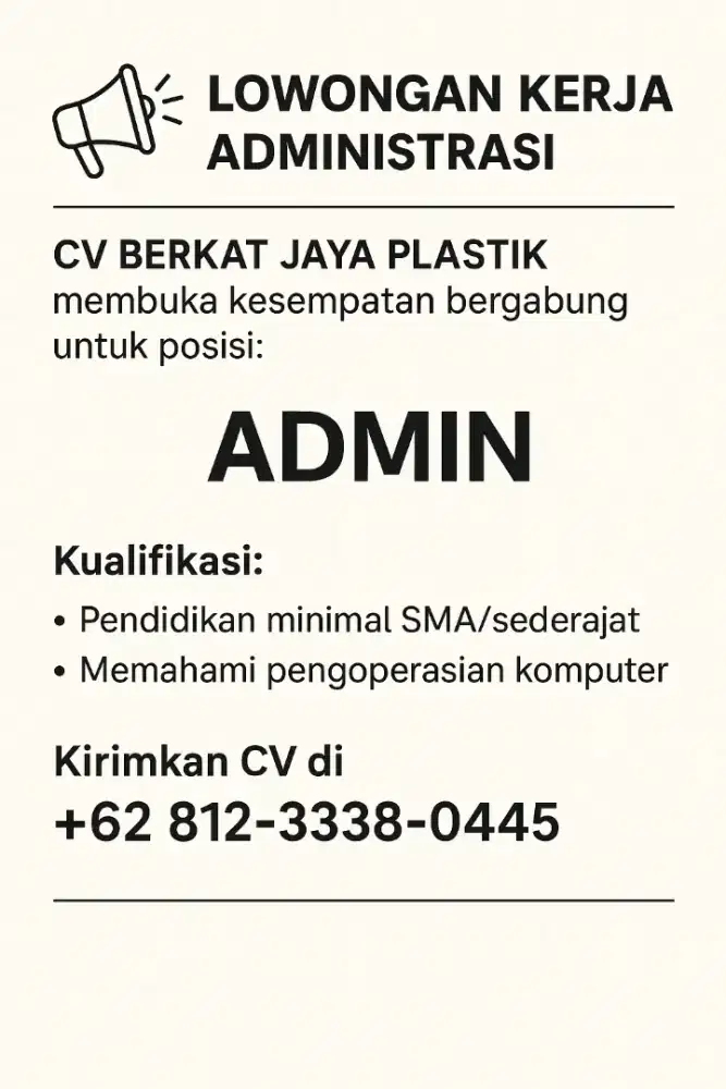 Lowongan pekerjaan - admistrasi