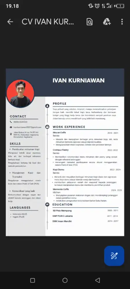Mencari pekerjaan barista