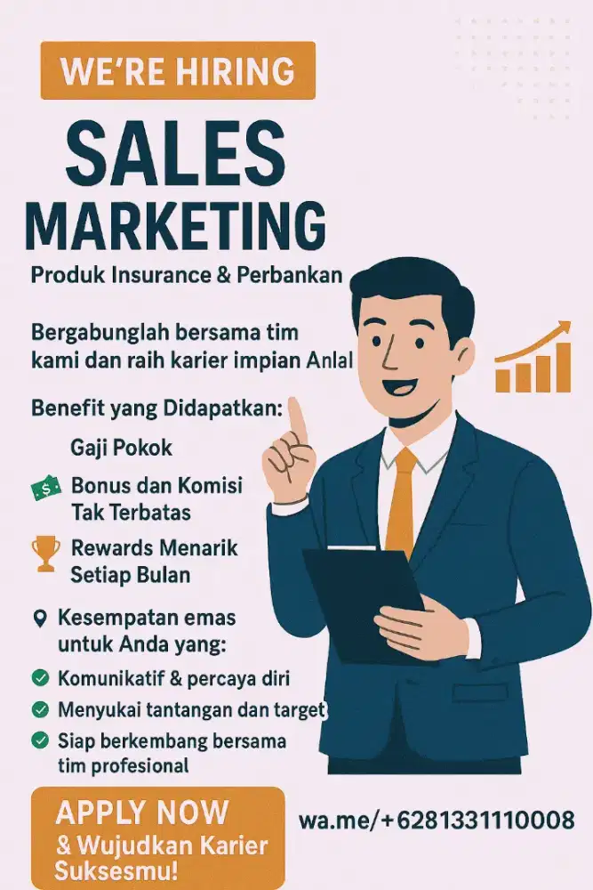 Dibutuhkan segera Sales Marketing Insurance and credit cards