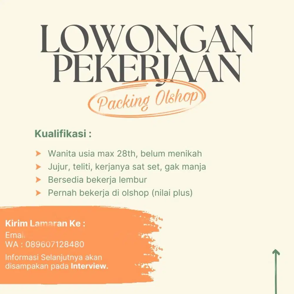 Lowongan kerja packing online shop
