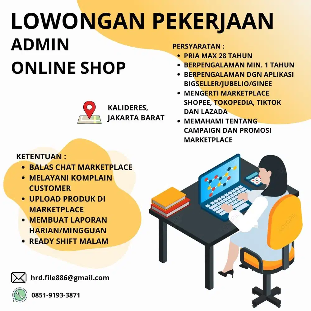 Lowongan Posisi Admin Online Shop (Pria)