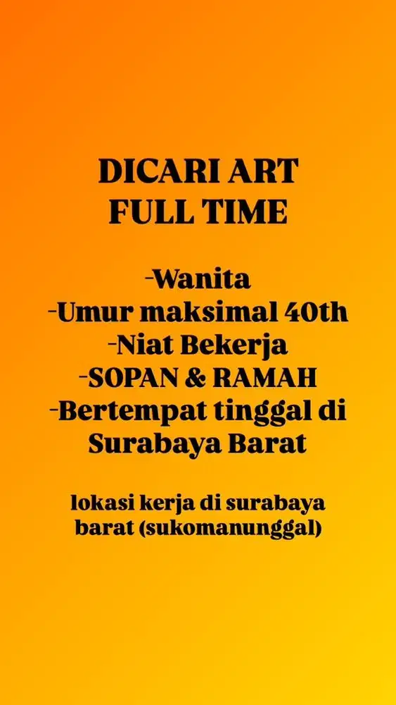 LOWONGAN ART FULL TIME