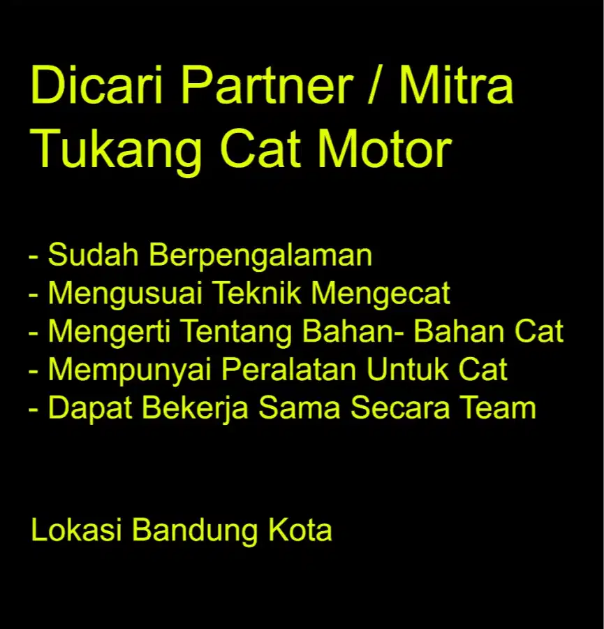 Dicari Tukang Cat Motor