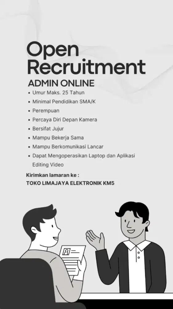 dibutuhkan admin online