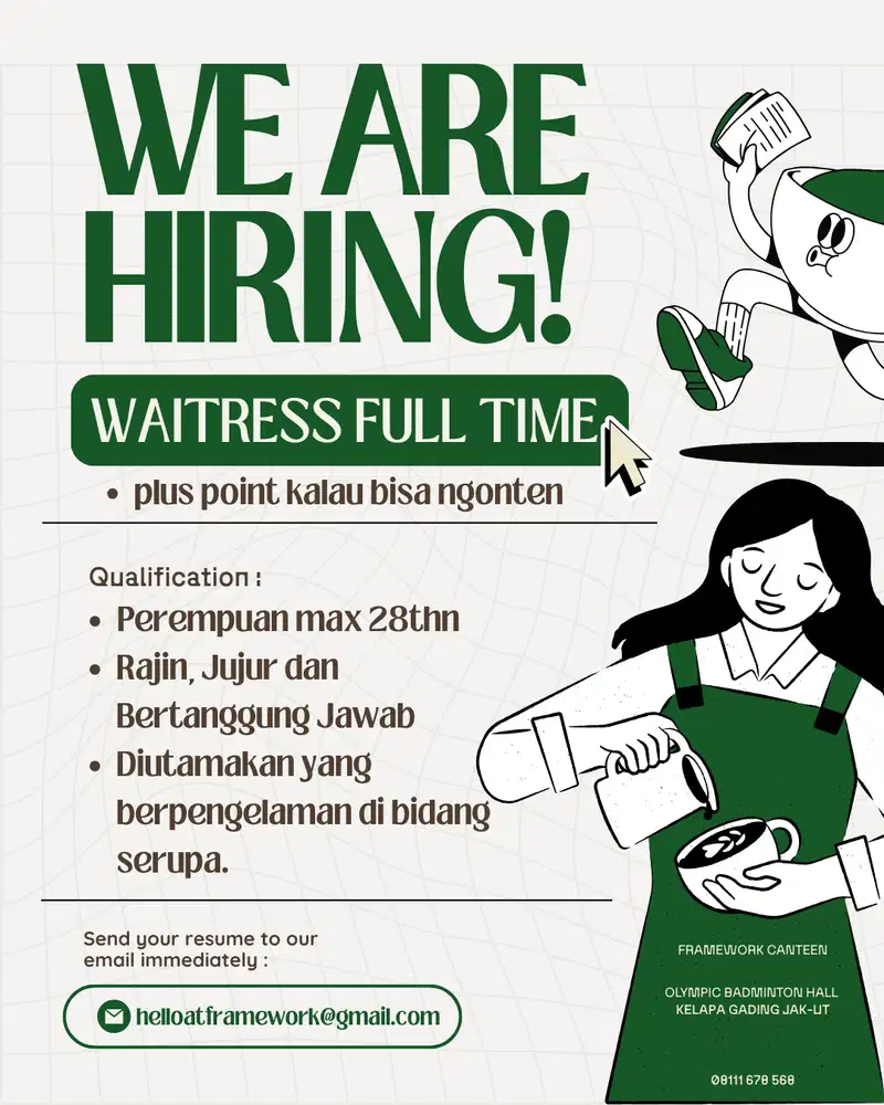 Lowongan SPG/Waitress/Barista/Content Maker Lokasi Kelapa Gading Jakut