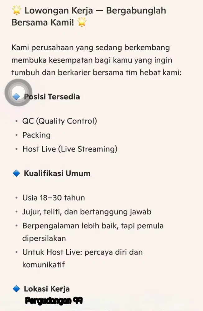 Lowongan kerja pria dan wanita