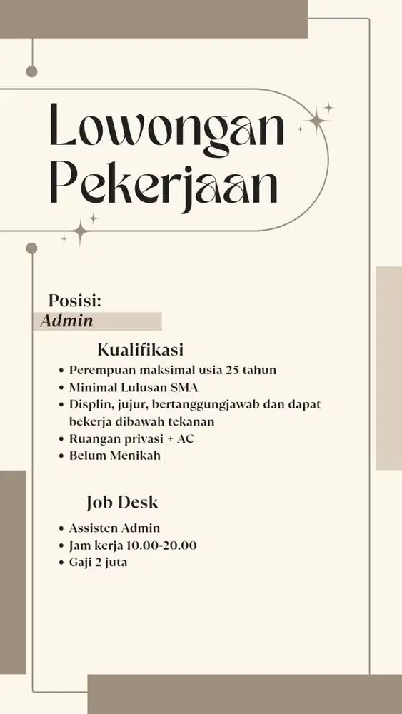 Dicari assisten admin homestay