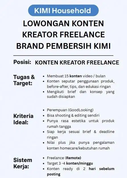 Lowongan Freelance Konten Kreator