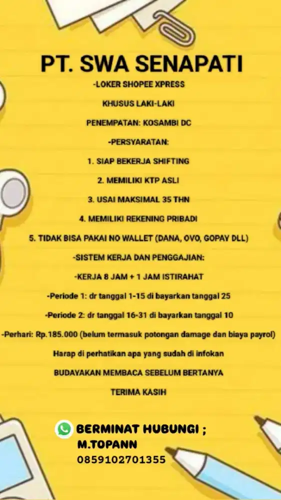 loker gudang shopee Kosambi DC