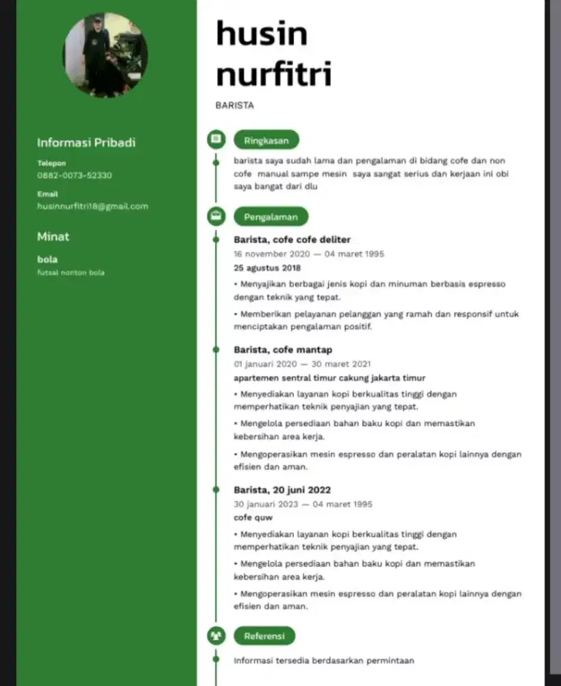 Lagi butu kerjan menjadi barista