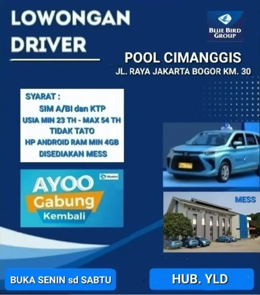 Pengemudi driver taxi blue bird pool cimanggis