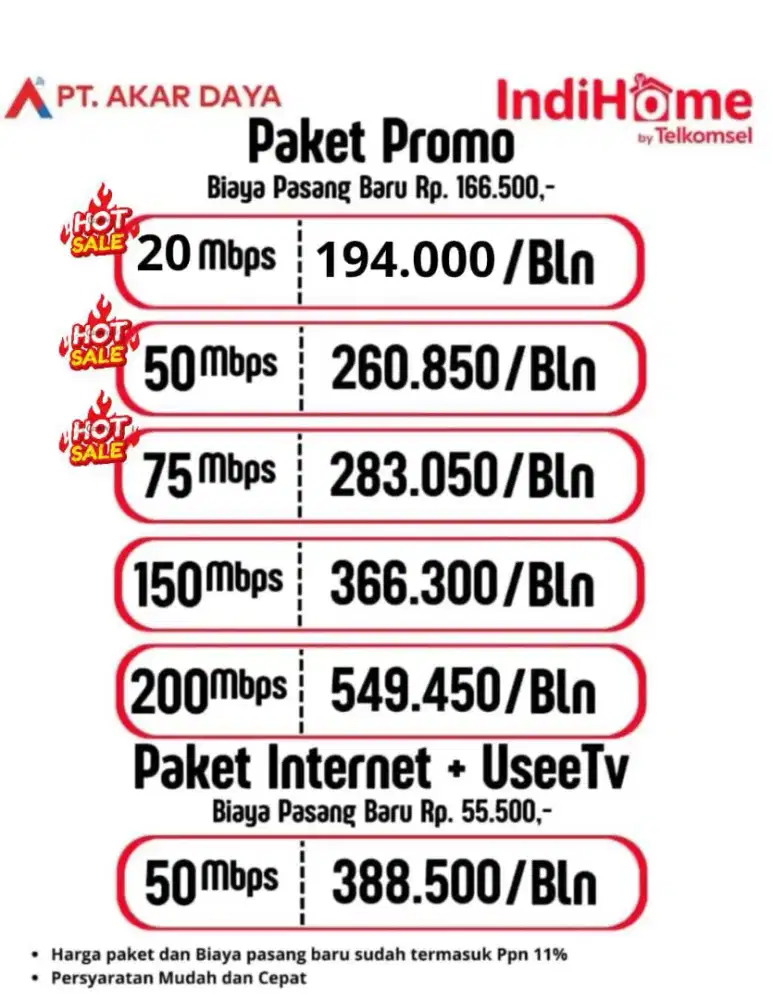 Promo Pasang Wifi Internet TV Indihome