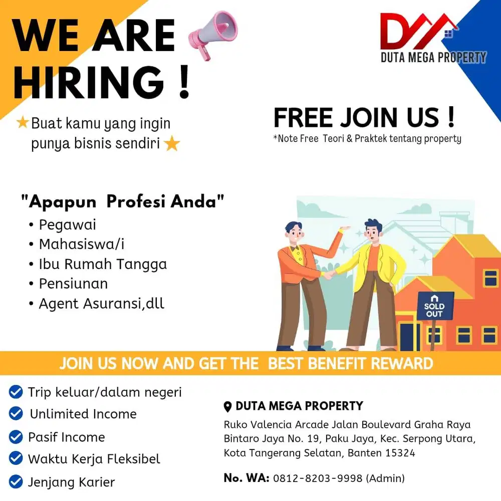 Dicari Agen/Konsultan Properti Wilayah Tangerang Selatan