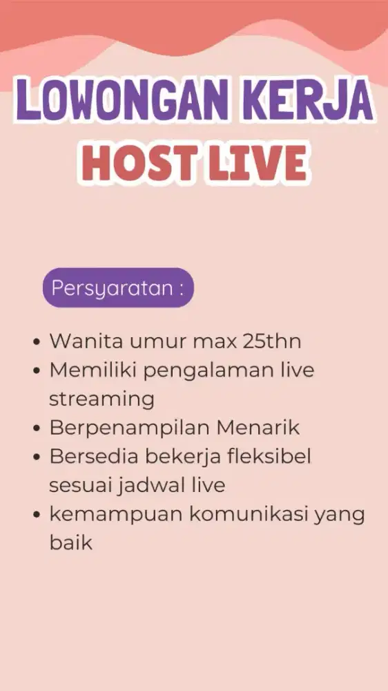 LOWONGAN HOST LIVE