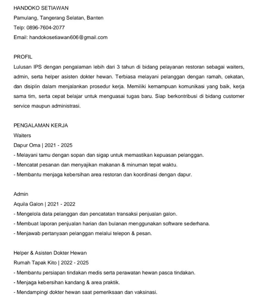 Cari pekerjaan apa aja