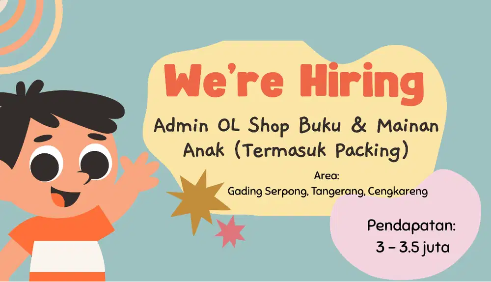 Dibutuhkan segera admin online shop (termasuk packing)