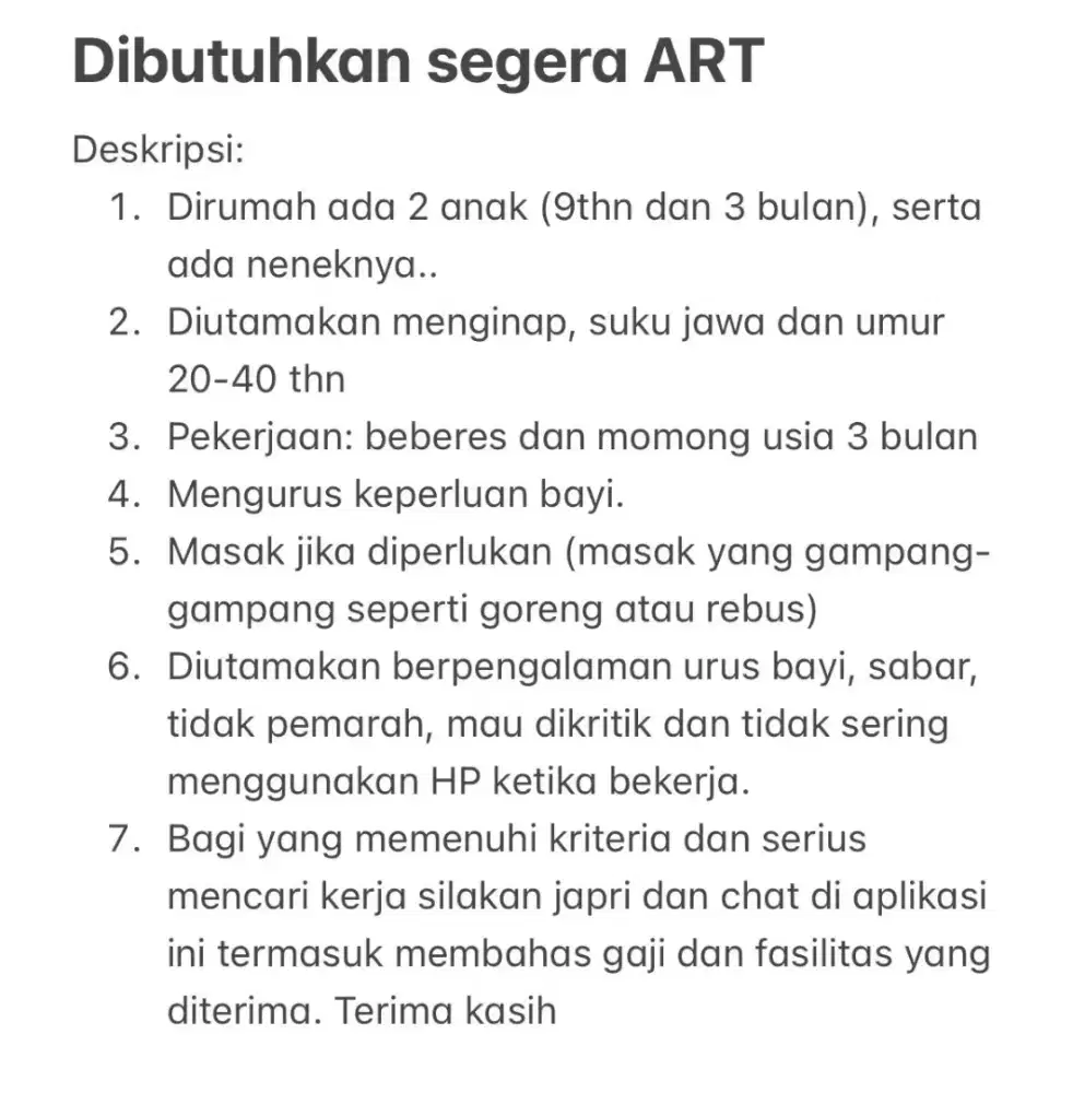 Dibutuhkan ART segera