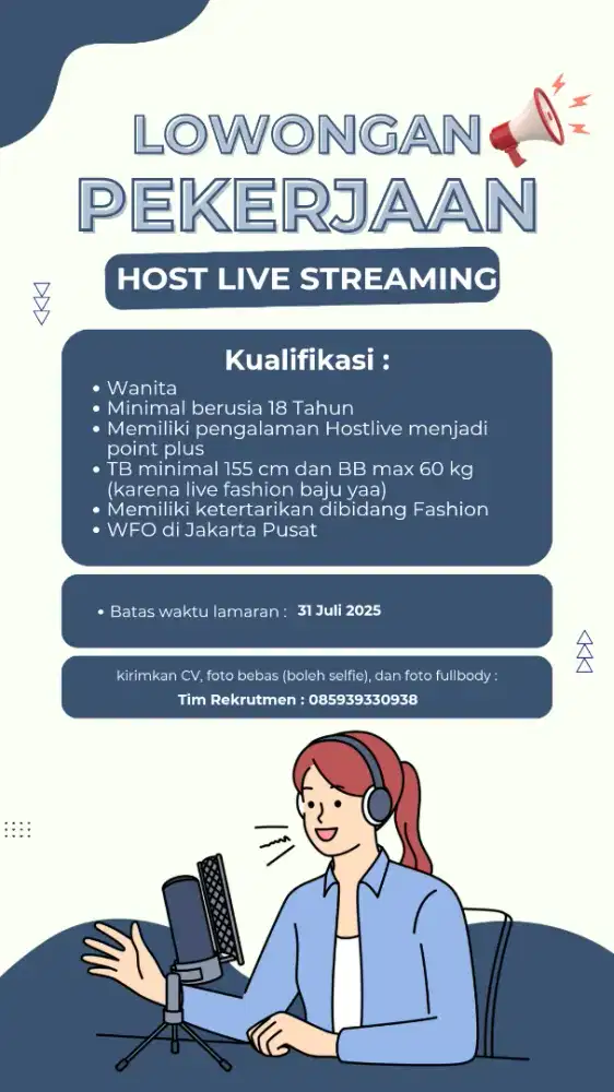 LOWONGAN PEKERJAAN HOST LIVE
