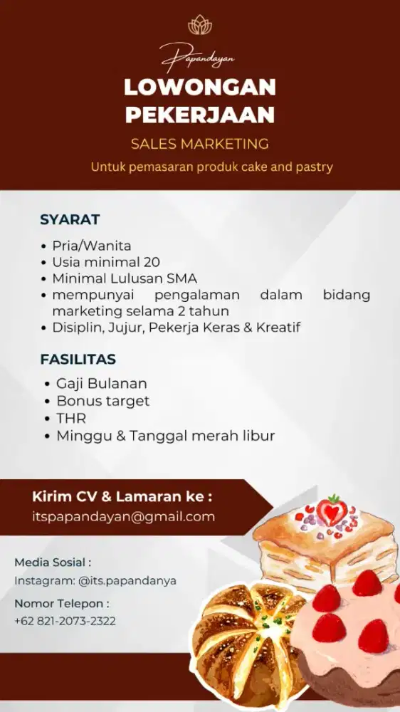 Dibutuhkan sales marketing