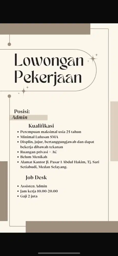 Dicari assisten admin homestay