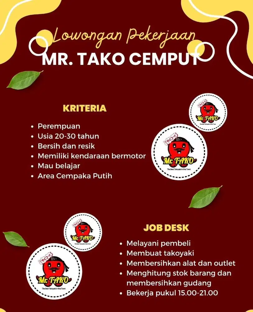 Loker jaga stand takoyaki