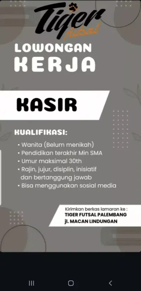 LOWONGAN PEKERJAAN KASIR