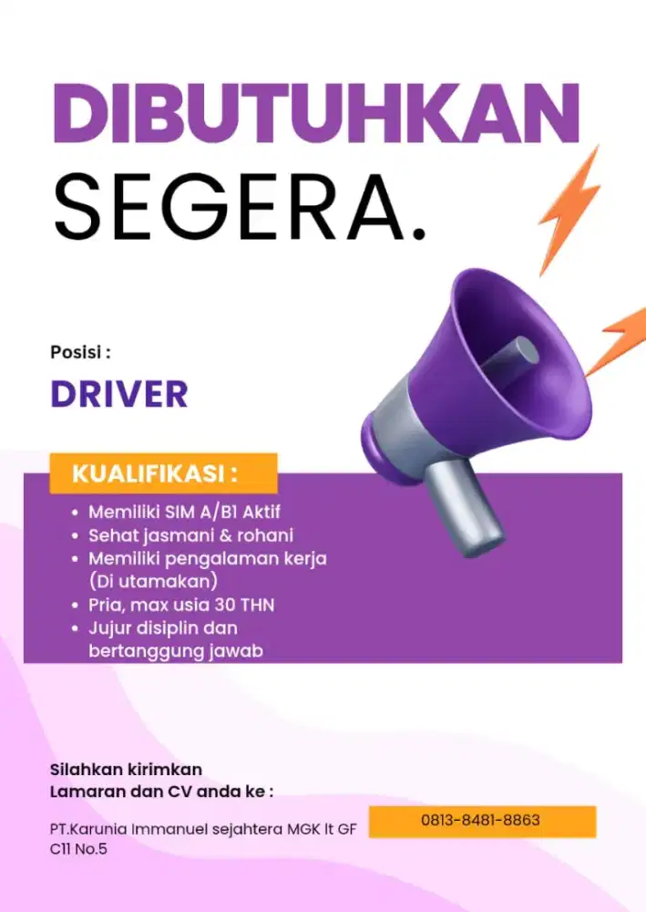 Lowongan pekerjaan posisi driver