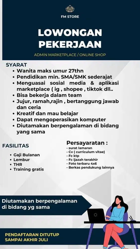 LOWONGAN KERJA ADMIN MARKETPLACE