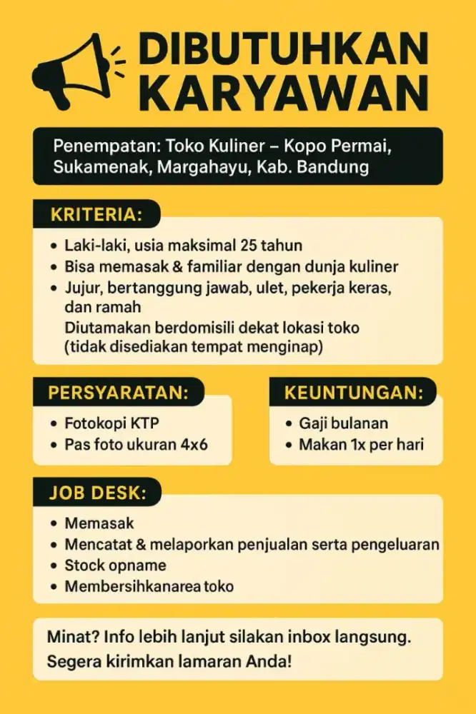 Lowongan Penjual Dkriuk