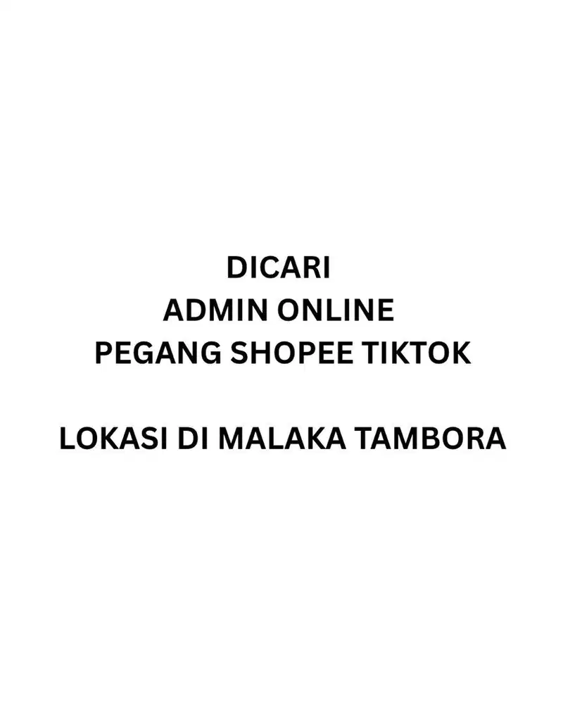 dicari admin shopee / tiktok plastik packing