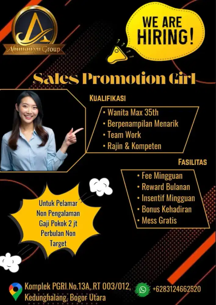 Loker khusus cewe sales marketing promotion girl