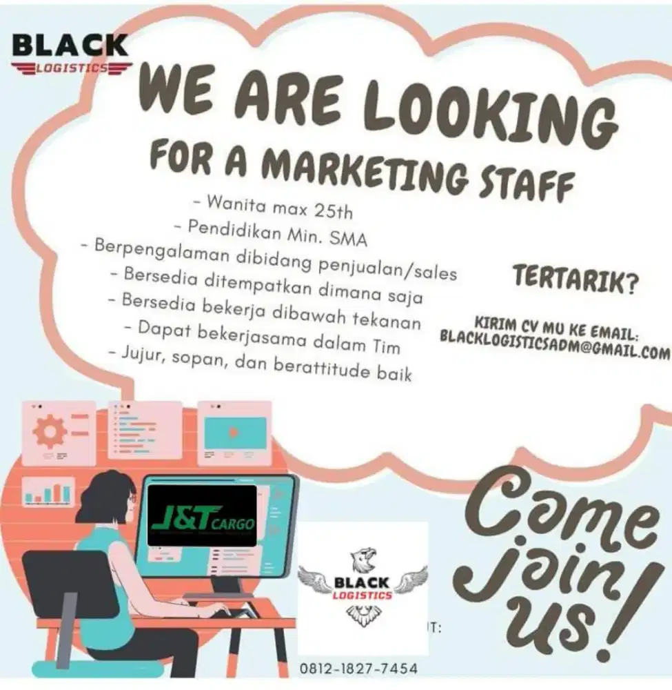 Di butuhkan admin & Supervisor Cargo