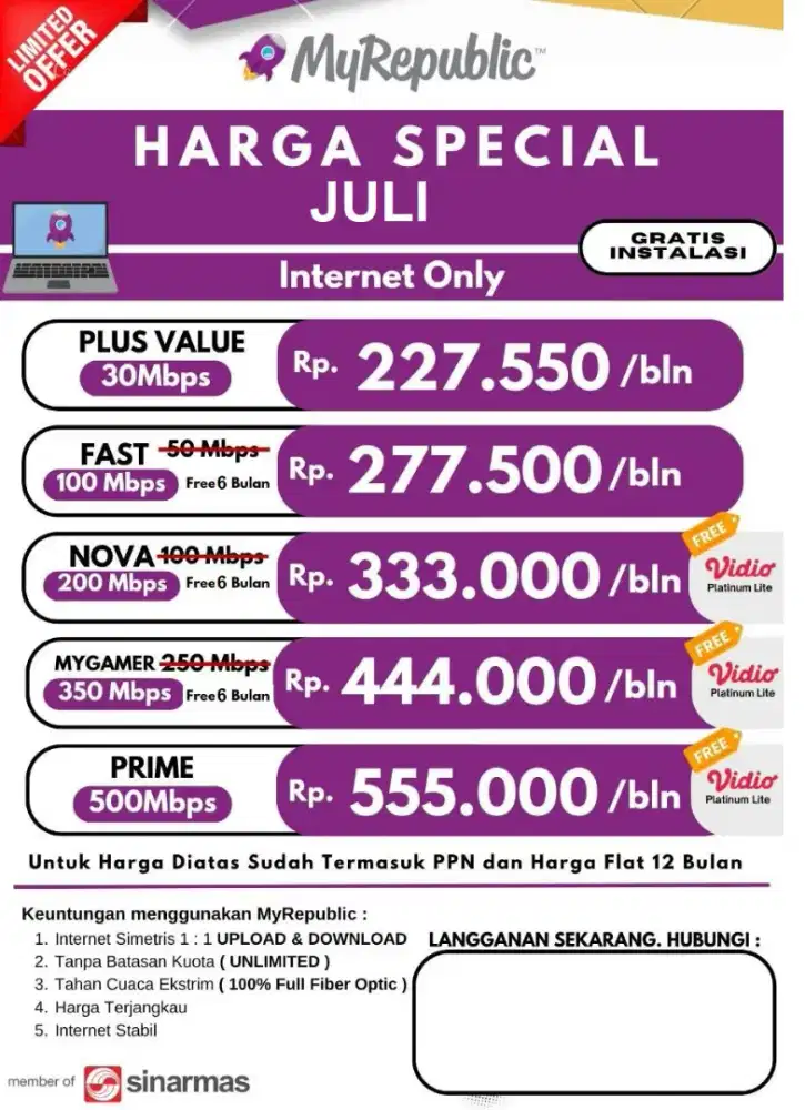 Promo pemasangan internet myrepublic