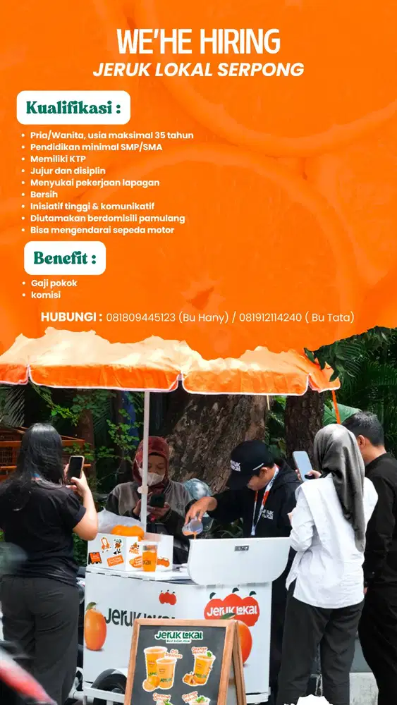 DIBUTUHKAN SEGERA PENJUAL ES JERUK KELILING!