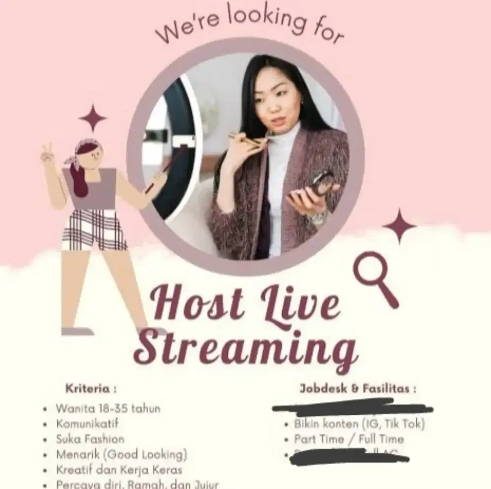 Lowongan Host Live Produk Wanita