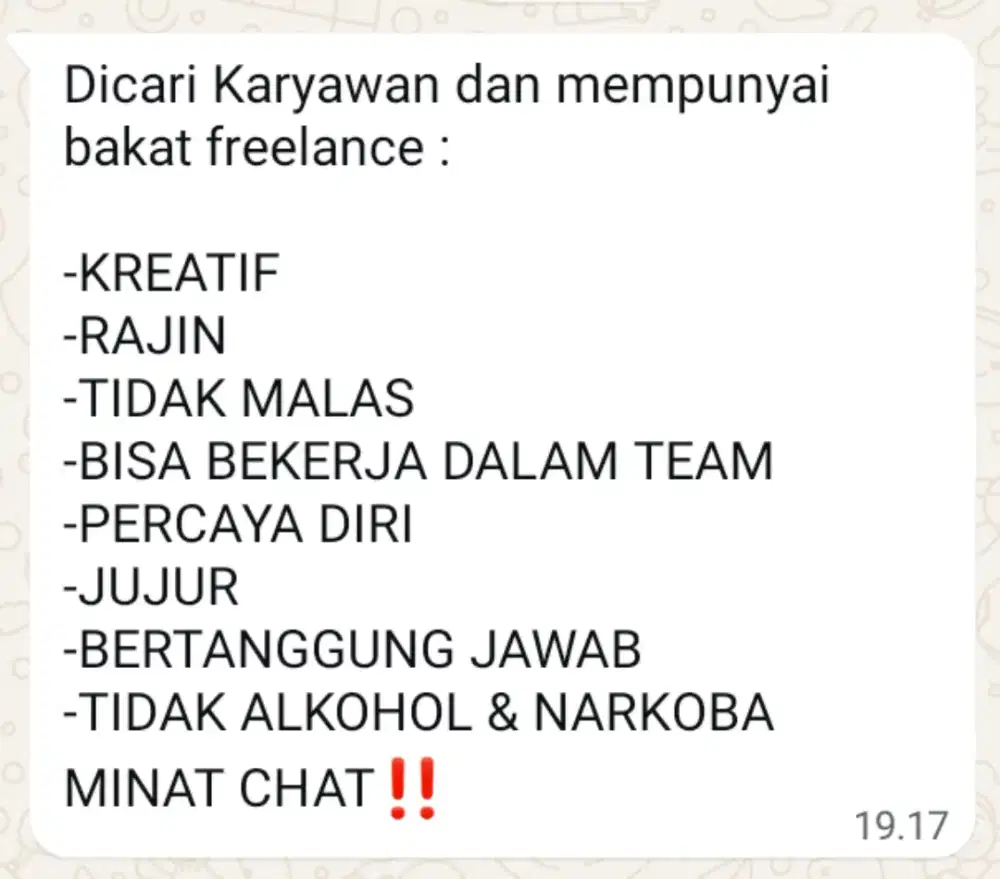 DIBUTUHKAN SEGERA!!