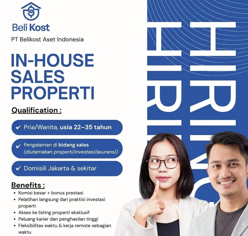 LOWONGAN KERJA SALES AGEN PROPERTI INHOUSE