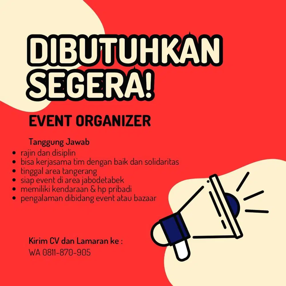 LOWONGAN PEKERJAAN EVENT ORGANIZER BAZAAR