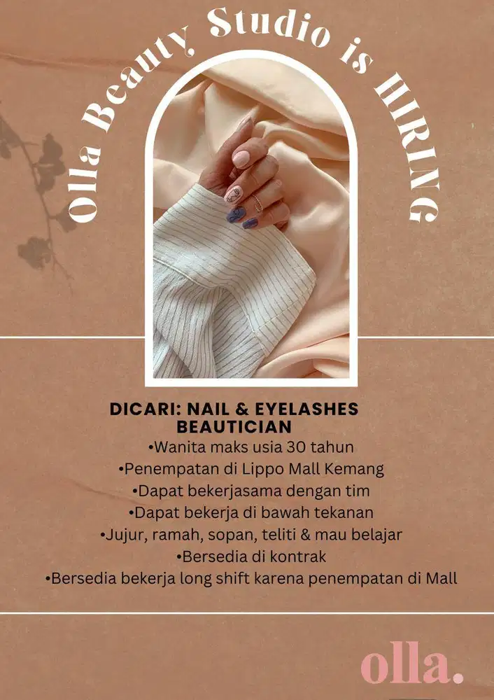 Dicari NAIL & EYELASHES THERAPIST