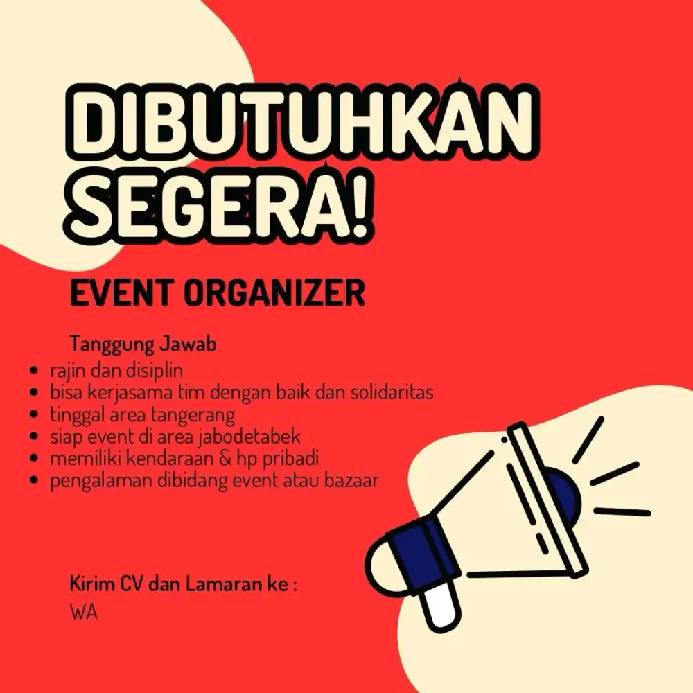 LOWONGAN PEKERJAAN EO EVENT ORGANIZER