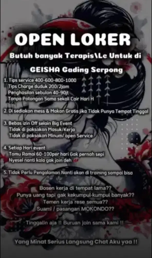 Dibutuhkan banyak Terapis untuk tempat SPA