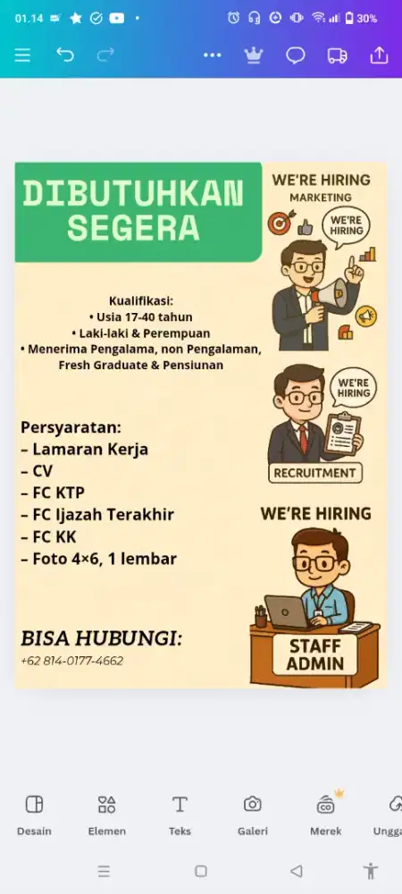 Kami sedang membuka loker