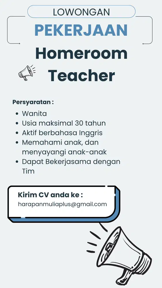 Lowongan Homeroom Teacher